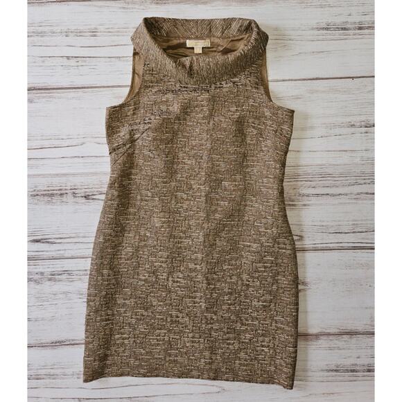 Micheal Micheal Kors Metallic Tweede Cowl Neck Sheath Dress sz 12 - Picture 1 of 7